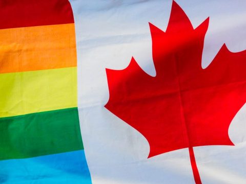 Pride and Canadian flags