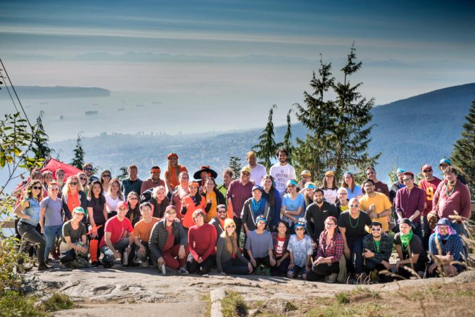 Thinkific team group photo on a mountain