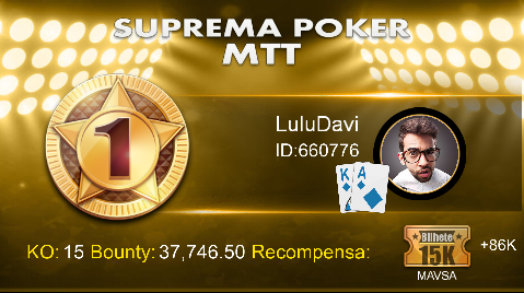 “LuluDavi” supera um field enorme e crava tradicional 1KK da Suprema Poker